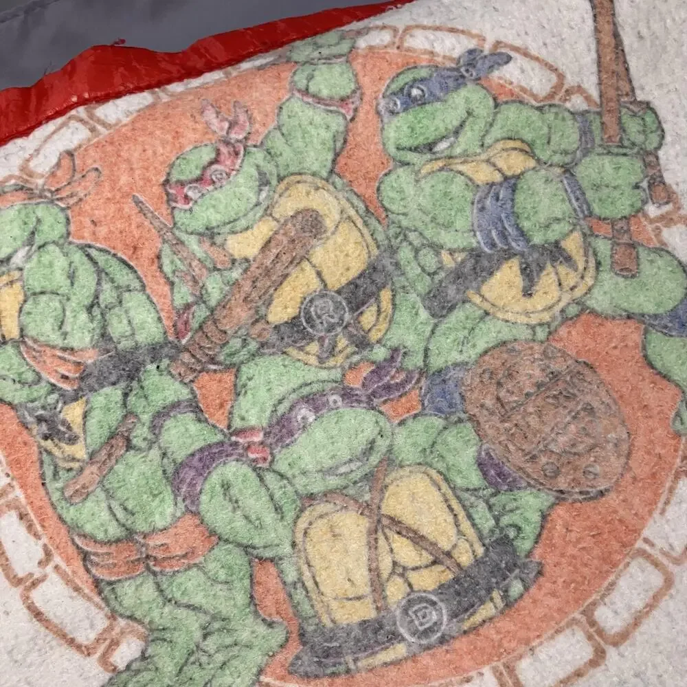 Vintage TMNT Teenage Mutant Ninja Turtles Blanket Throw 86x67 Red Trim‎ Made USA